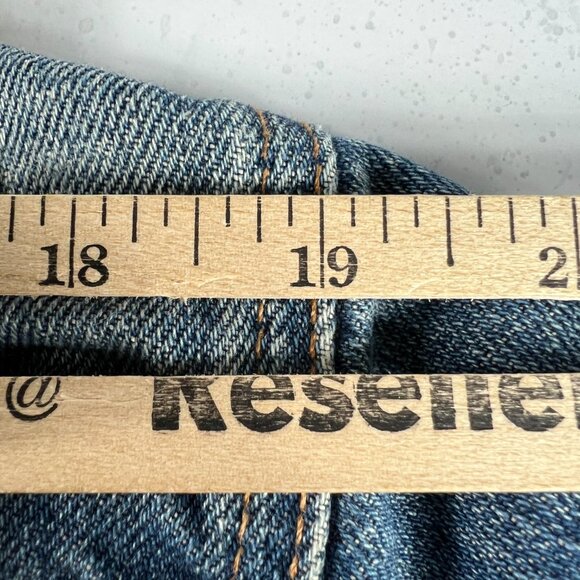 Y2K Levi's Jean Jacket Medium Blue Faded Trucker DIY Blue Tribal Sleeve Denim - Picture 15 of 16